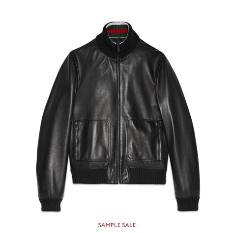 gucci ny leather jacket|gucci bomber jacket men's.